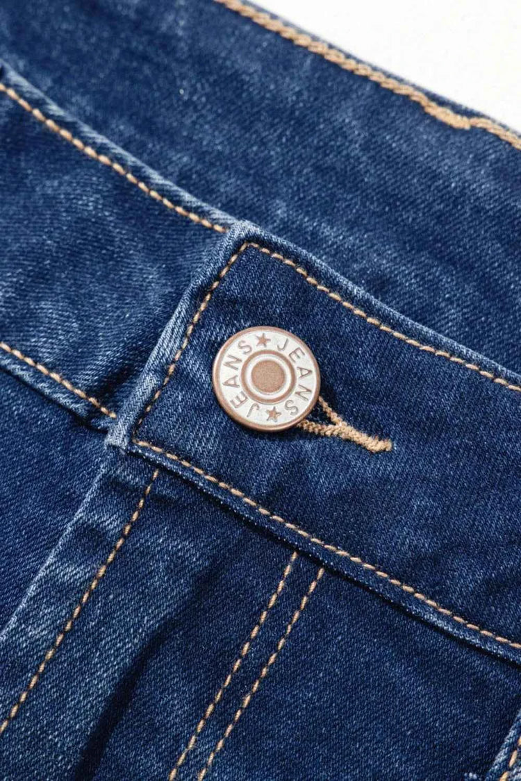Center Seam Deep Wash Straight Jeans