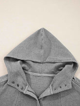 Waffle Splicing Zip Up Front Button Hooded Jacket