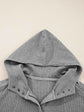 Waffle Splicing Zip Up Front Button Hooded Jacket