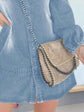Full Size Button Front Long Sleeve Denim Dress Plus Size