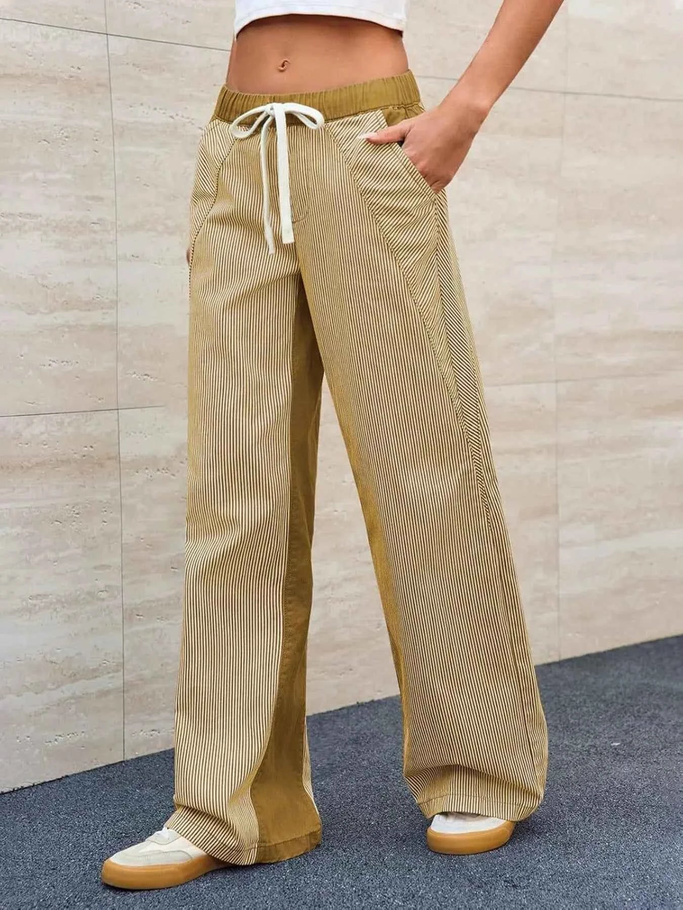 Striped Wide Leg Jeans