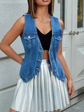 V-Neck Denim Vest with Button-Front for Effortless Style