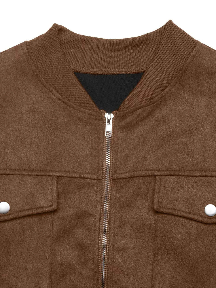 Zip Up Dropped Shoulder Jacket for Effortless Style and Ultimate Comfort