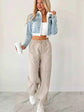 Distressed Zip Up Cropped Hooded Denim Jacket