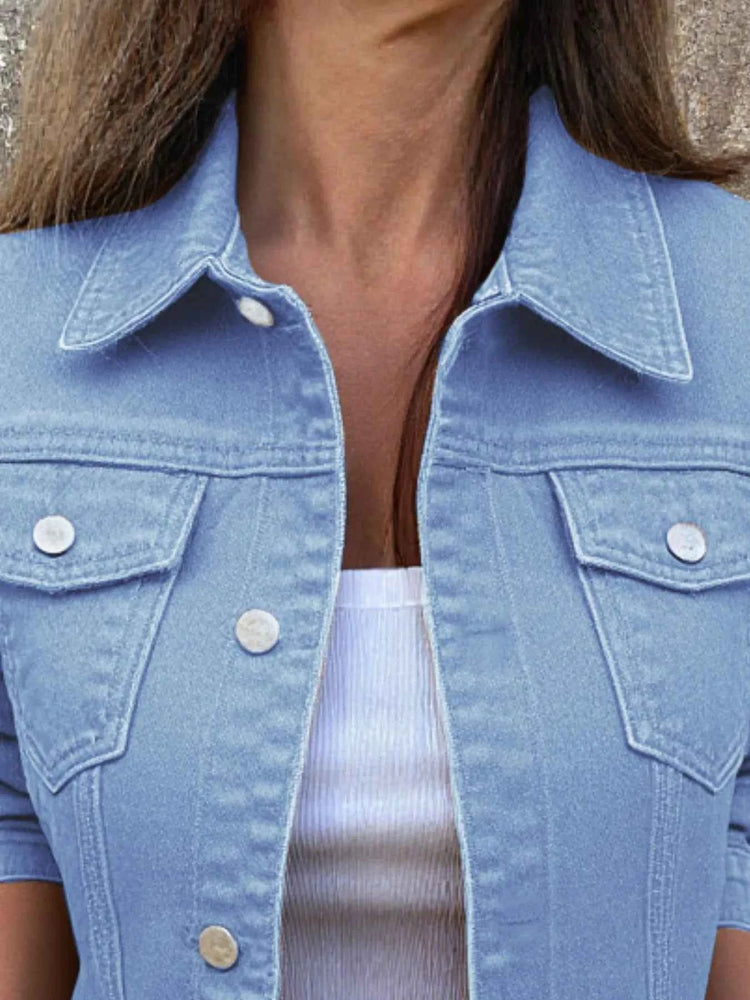 Button Front Denim Jacket for Effortless Style and Comfort