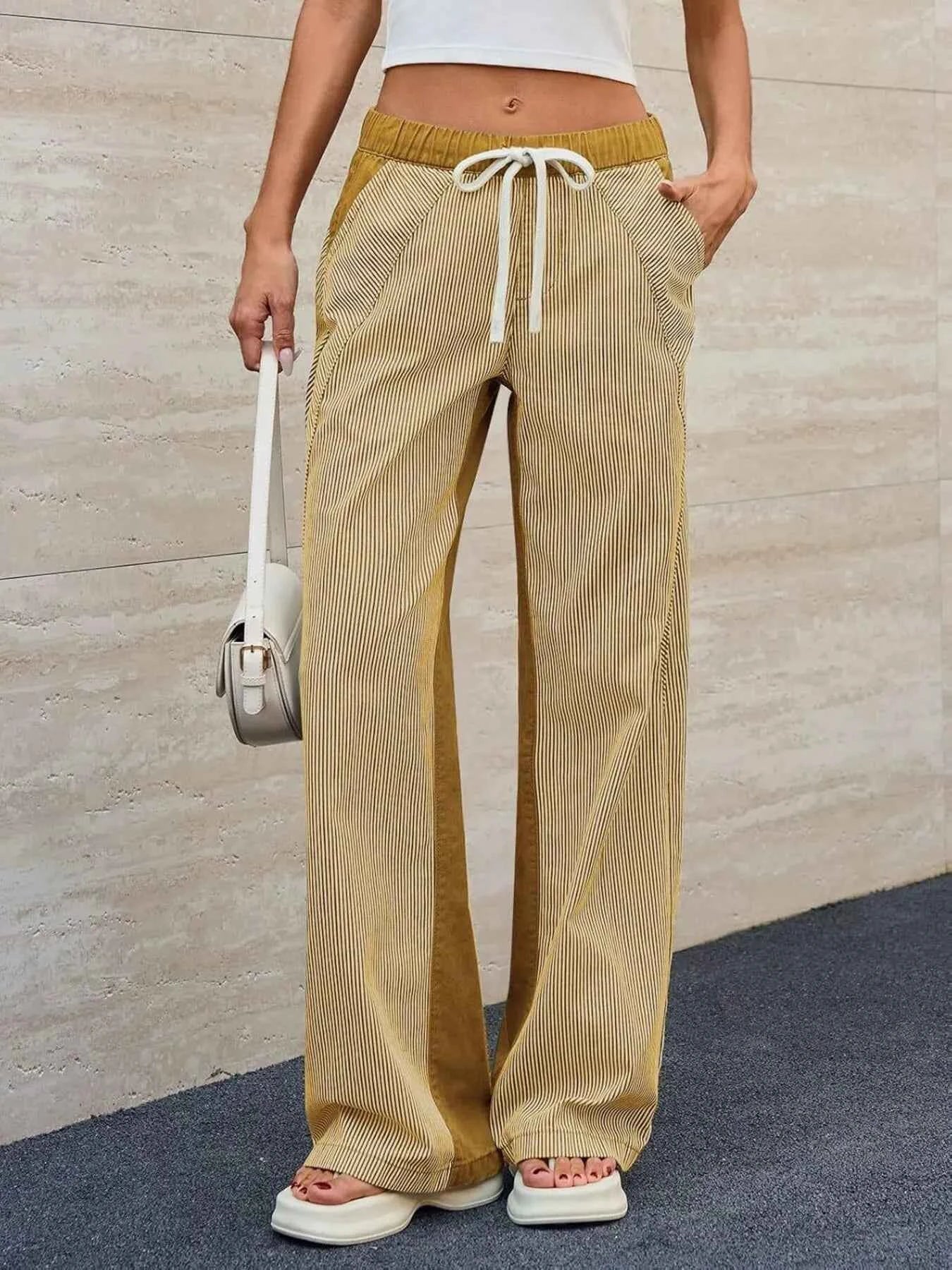 Striped Wide Leg Jeans