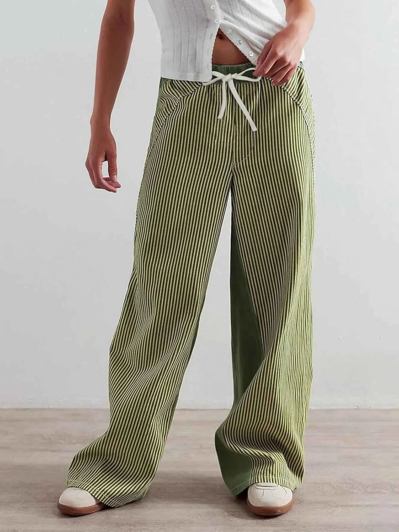 Striped Wide Leg Jeans
