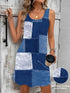 Patchwork Scoop Neck Denim Tank Dress