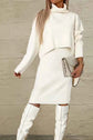 Turtleneck Dropped Shoulder Sweater and Dress Sweater Set