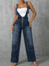 Zip Front Wide Strap Denim Overalls